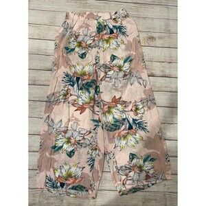 Maze Floral Multicolored Wide Leg Paper Bag Pant Rayon Size Large